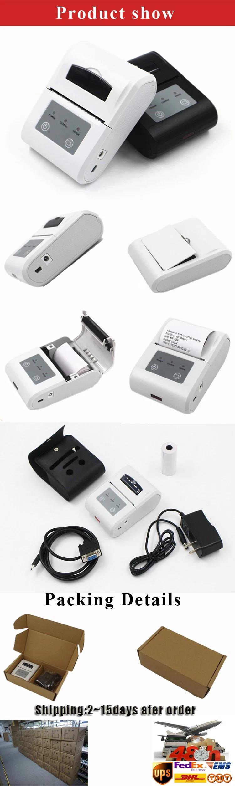 58mm Mobile Mini Bluetooth Portable Thermal POS Barcode Printer